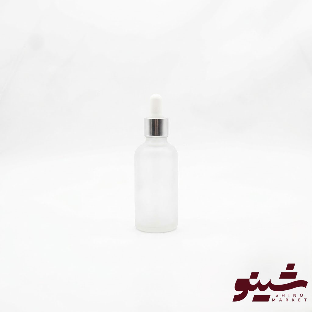 قطره چکان 50 میل درب سفید نقره‌ای بدنه مات